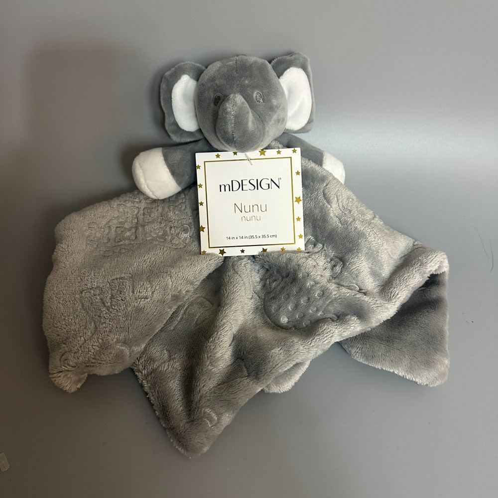 mDESIGN Nunu Elephant Baby Security Blanket Lovey‎ Ghost Gray 14x14 New